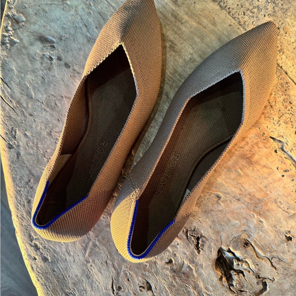 Rothy's Tan and Blue Flats